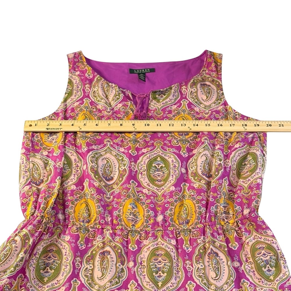Lauren Ralph Lauren Pink Paisley Tiered Cotton Maxi Dress Womens 14 Sleeveless - Picture 9 of 9